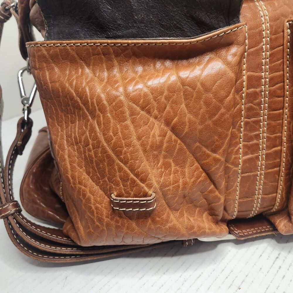 Borlino Milano Buffalo Leather Duffle Bag Weekender w Strap OOAK MTO Italy Terra - Picture 12 of 16